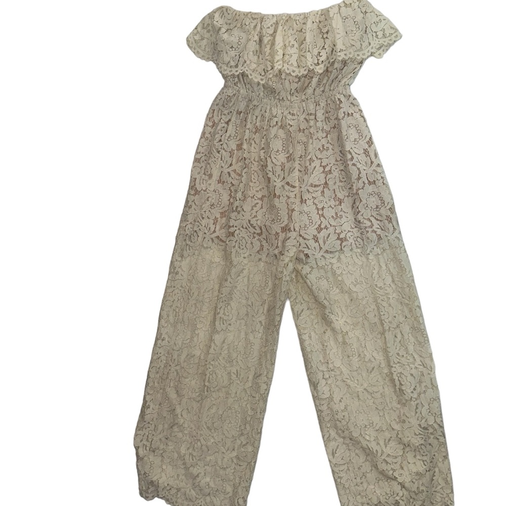 Cream lace strapless jumpsuit - Picture 3 of 3